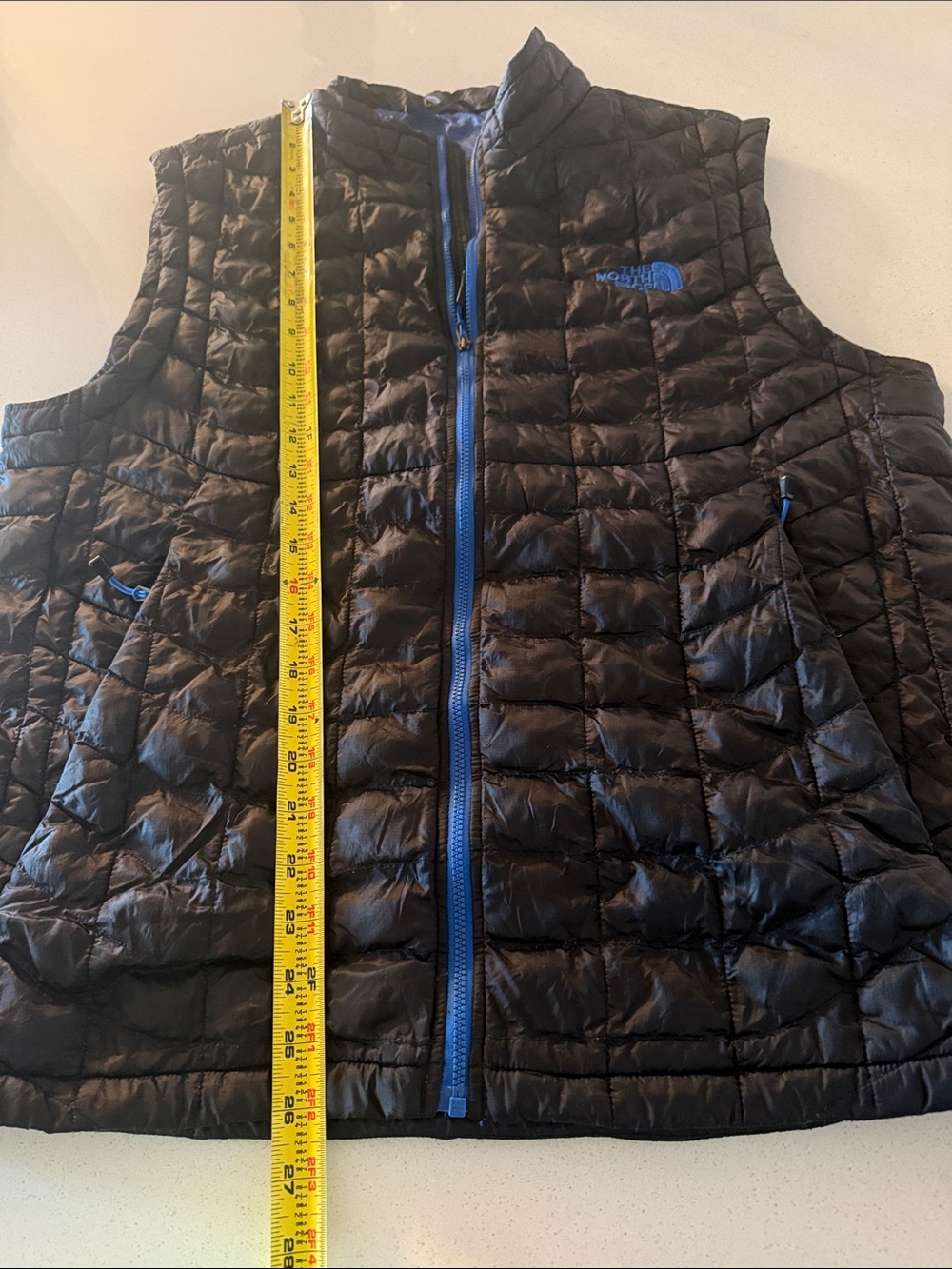 The North Face Black Quilted Vest Thermoball with Blue Accents - Picture 6 of 9